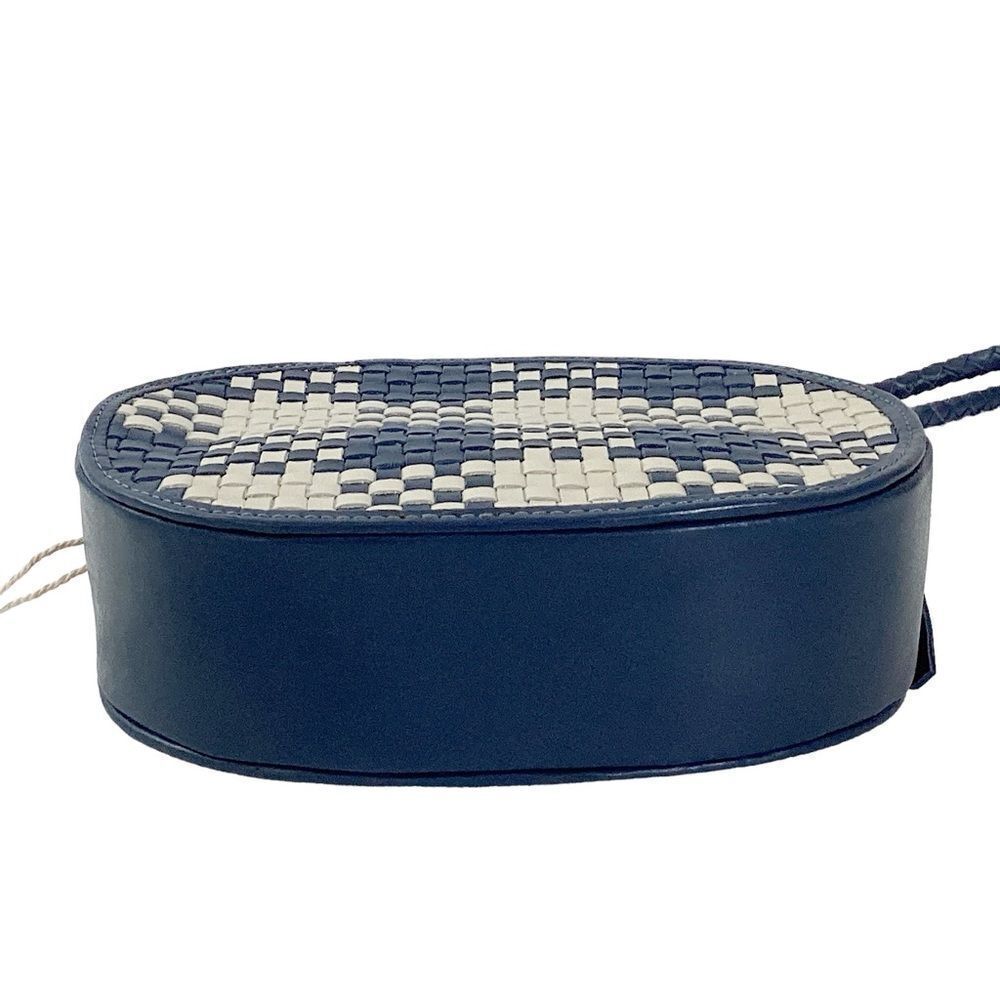 Bembien Ovale Woven Leather Crossbody Blue Check Nwt Artisan Bag — image 7 of 8